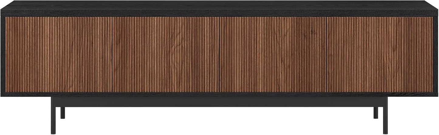 Henn&Hart Rectangular TV Stand for TV's up to 75" in Natural Black/Medium Walnut, for Home, Living Room, Bedroom, Entertainment Room, Office