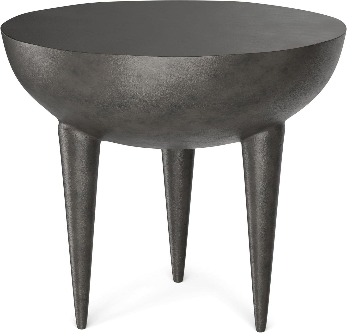 SIMPLIHOME Otto Cast Aluminum Side Table in Graphite, 21-inch Round, Rust-Resistant Metal Accent Table for Living Room, Bedroom, Fully Assembled