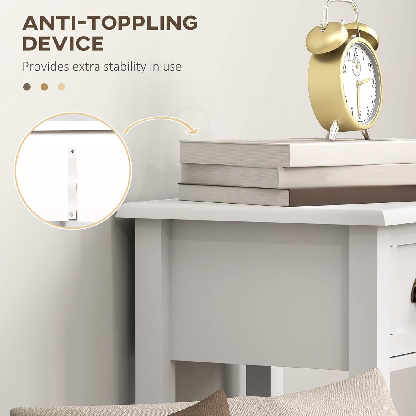 HOMCOM 2-Tier Side Table with Drawer, Narrow End Table with Bottom Shelf, for Living Room, Set of 2, White