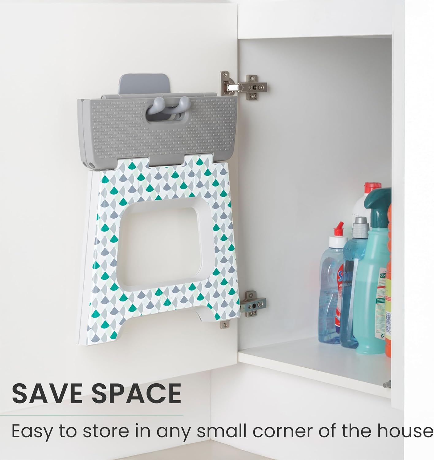 Vigar Compact Step Stool Foldable, 12-1/2-inch Step Stools for Adults up to 330 Pound, Lightweight Stool, Non-Slip Folding Step Stool, Geometric Body