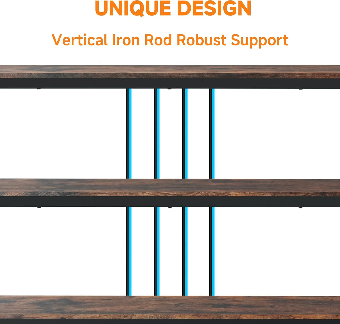 INHABIT UNION Sofa Console Table, Farmhouse Long Entryway Table with Storage and Shelf 3Tier Sofa Table Behind Couch for Living Room,Foyer 47inch,Rustic Brown