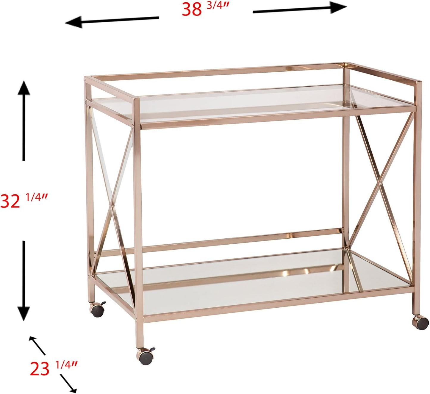 SEI Furniture Maxton Metallic Open Shelf Bar Cart, Gold