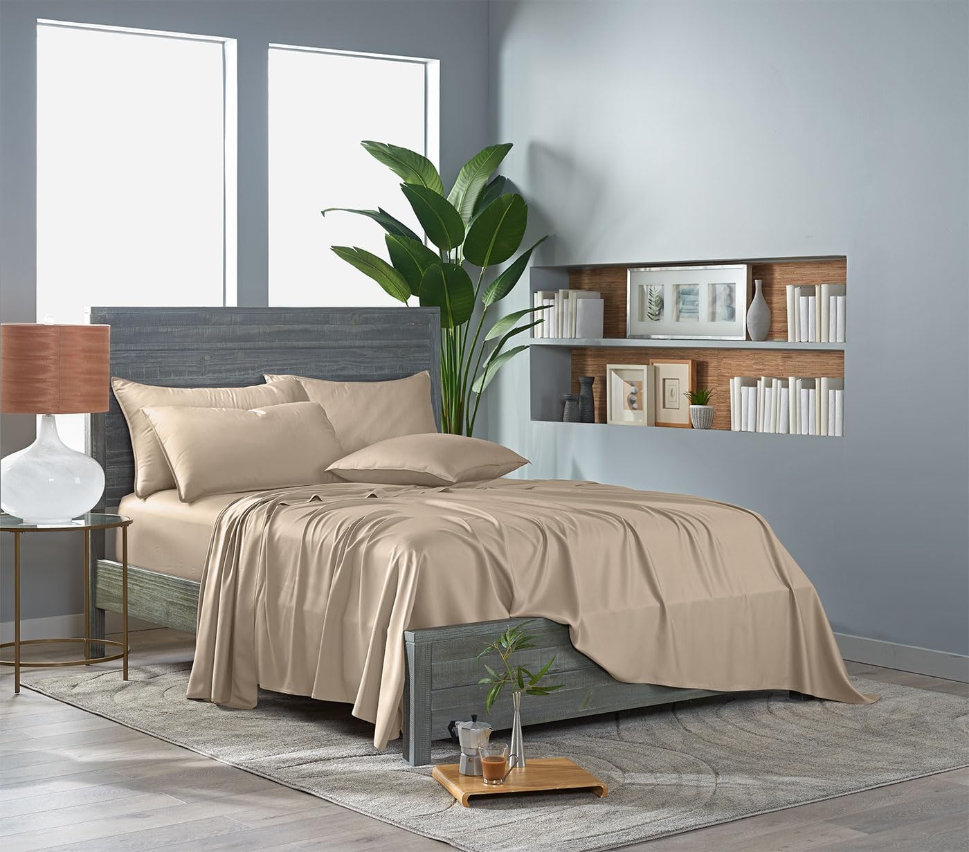 Twin Sheets by Pure Bamboo, Genuine 100% Organic Viscose Derived from Bamboo Bed Sheet Set, Luxuriously Soft & Cooling, Double Stitching, Lifetime Quality Promise (Twin, Taupe)
