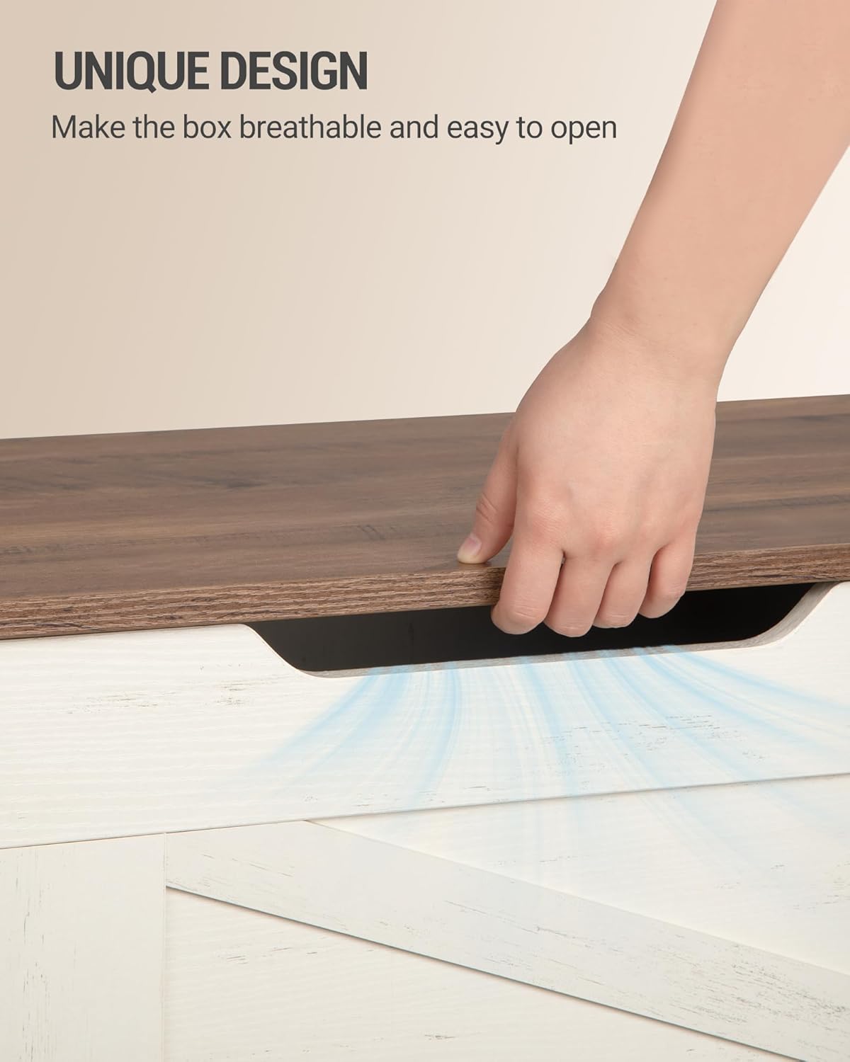 39.4" Storage Chest, Extra Large Storage Trunk with 2 Safety Hinges, Wooden Box Bench, Lift-Top Organizer Chest, Shoe Bench for Entryway, Bedroom, Living Room, White and Brown SB03414X