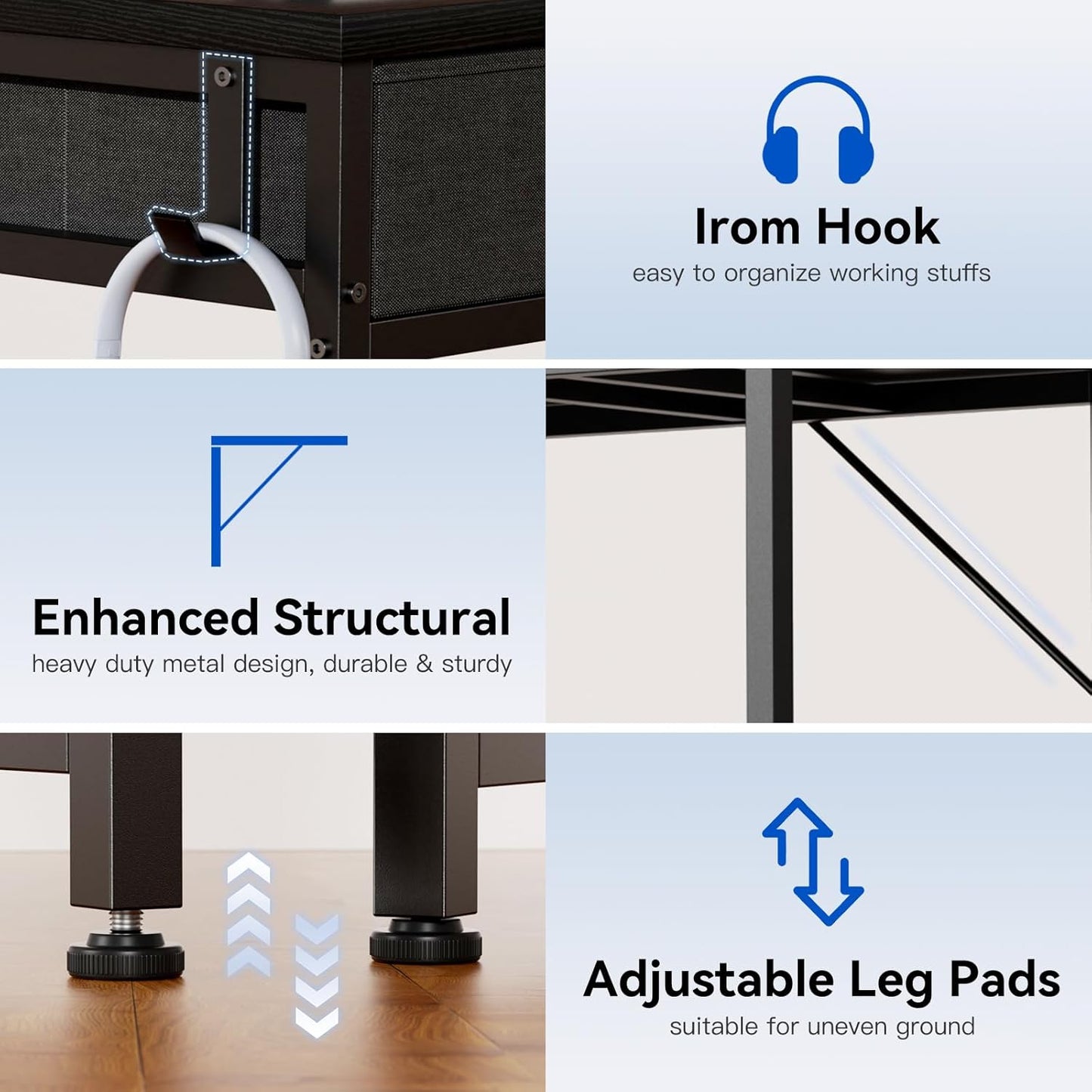 Casaottima 32 Inch Small Office Computer Desk with 2 Drawers & Headphone Hook - Compact Writing Desk for Home Office, Study or Work, Modern Space-Saving Design for Small Spaces, Black