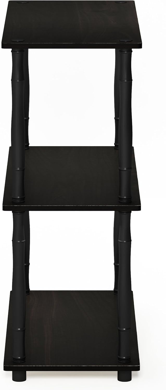 Furinno Turn-N-Tube 3-Tier Compact Multipurpose Shelf Display Rack with Classic Tube, Espresso/Black