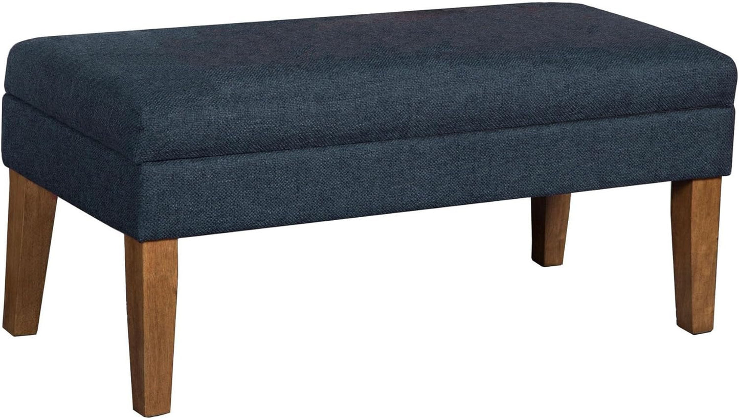 Homepop Home Decor | Upholstered Decorative Storage Ottoman Bench | Ottoman Bench with Storage for Living Room & Bedroom | Decorative Home Furniture, Navy Large