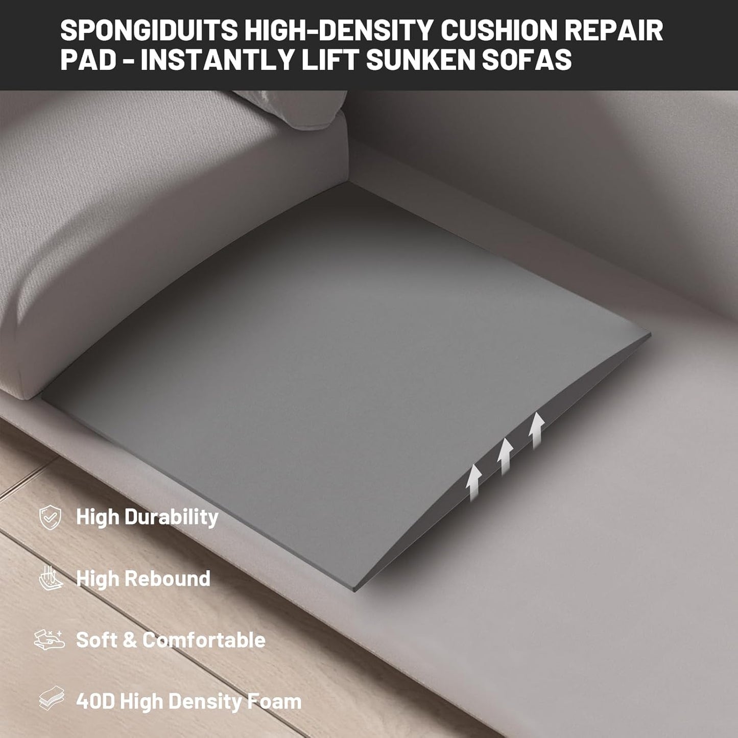 Couch Cushion Support for Sagging Seat - 20" x 20" High-Density Curved Foam Sofa Cushion Support Board, Couch Supporter for Under The Cushions, Grey Set of 2