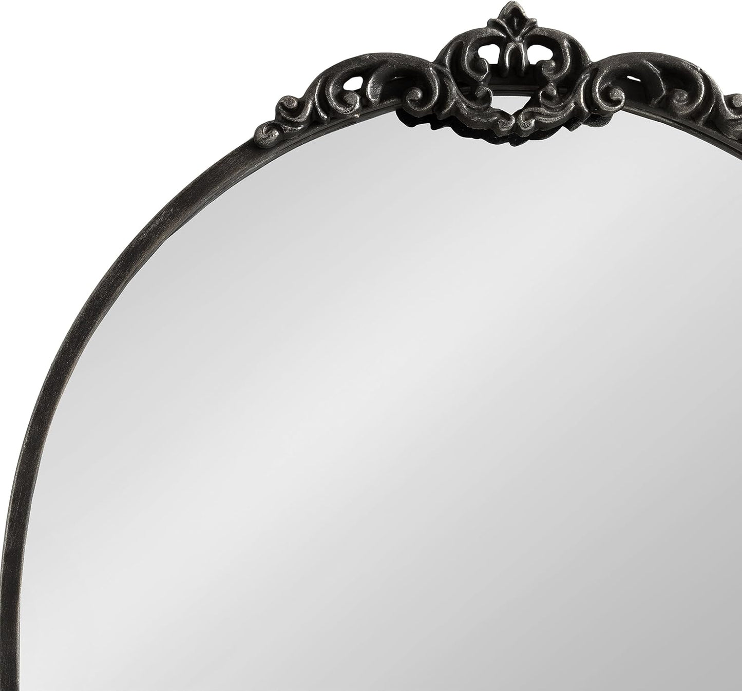 Kate and Laurel Myrcelle Traditional Arched Mirror; 21 x 26; Antique Black; Decorative Arch Vintage Mirror with Ornate Garland Detailing Along The Crown and Edges of The Frame