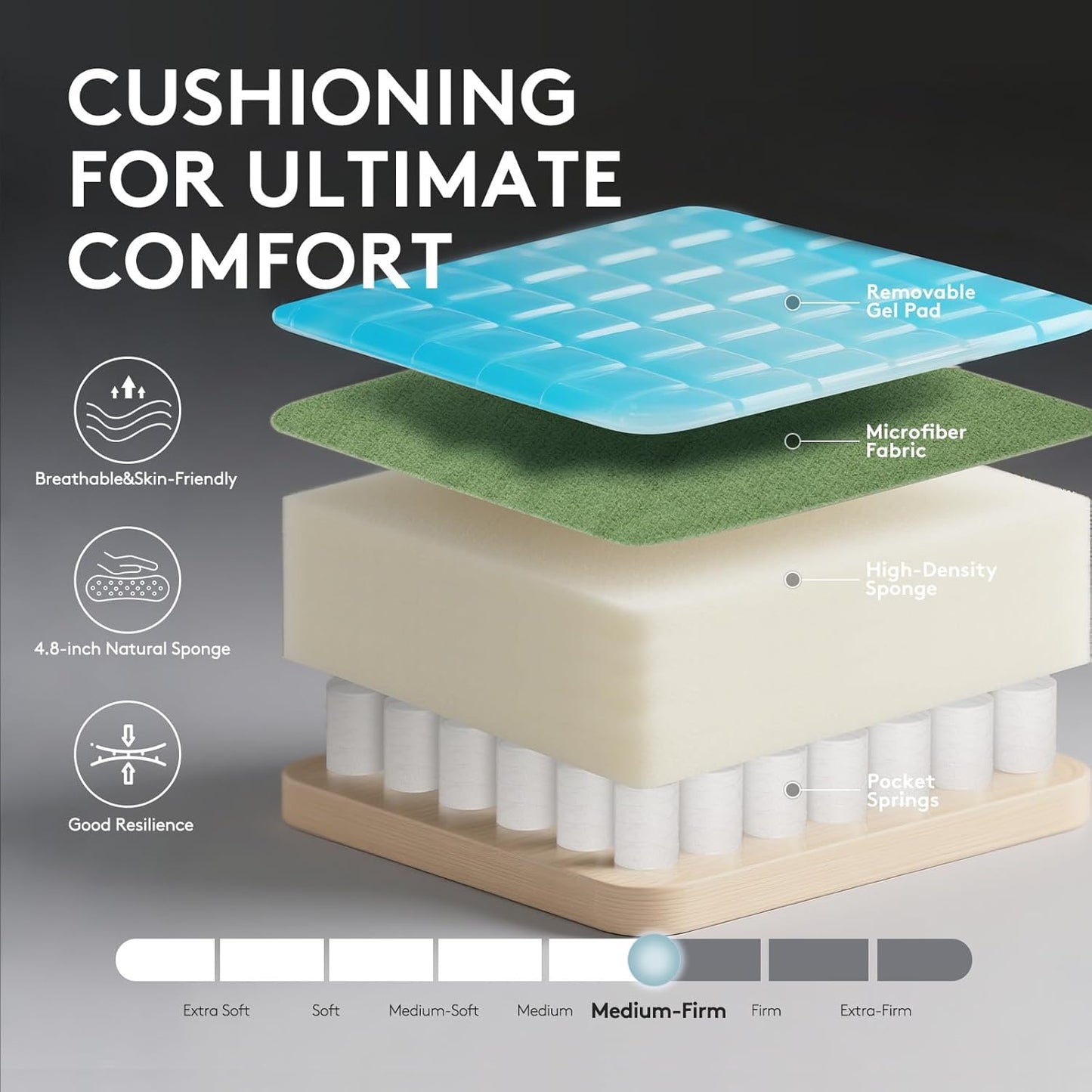 Gaming Chair Breathable Fabric,Computer Office Chair with Footrest,Massage Lumbar Support and Gel Pad,Ergonomic Reclining Gamer Chair with Adjustable Armrests and Spring Cushion Green