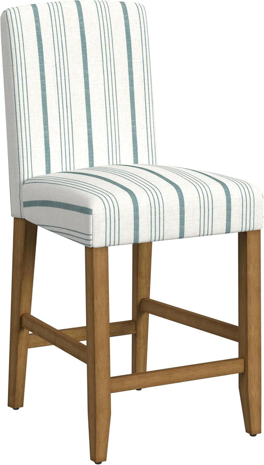 HomePop Curved Back 24" Barstool - Blue Calypso Stripe