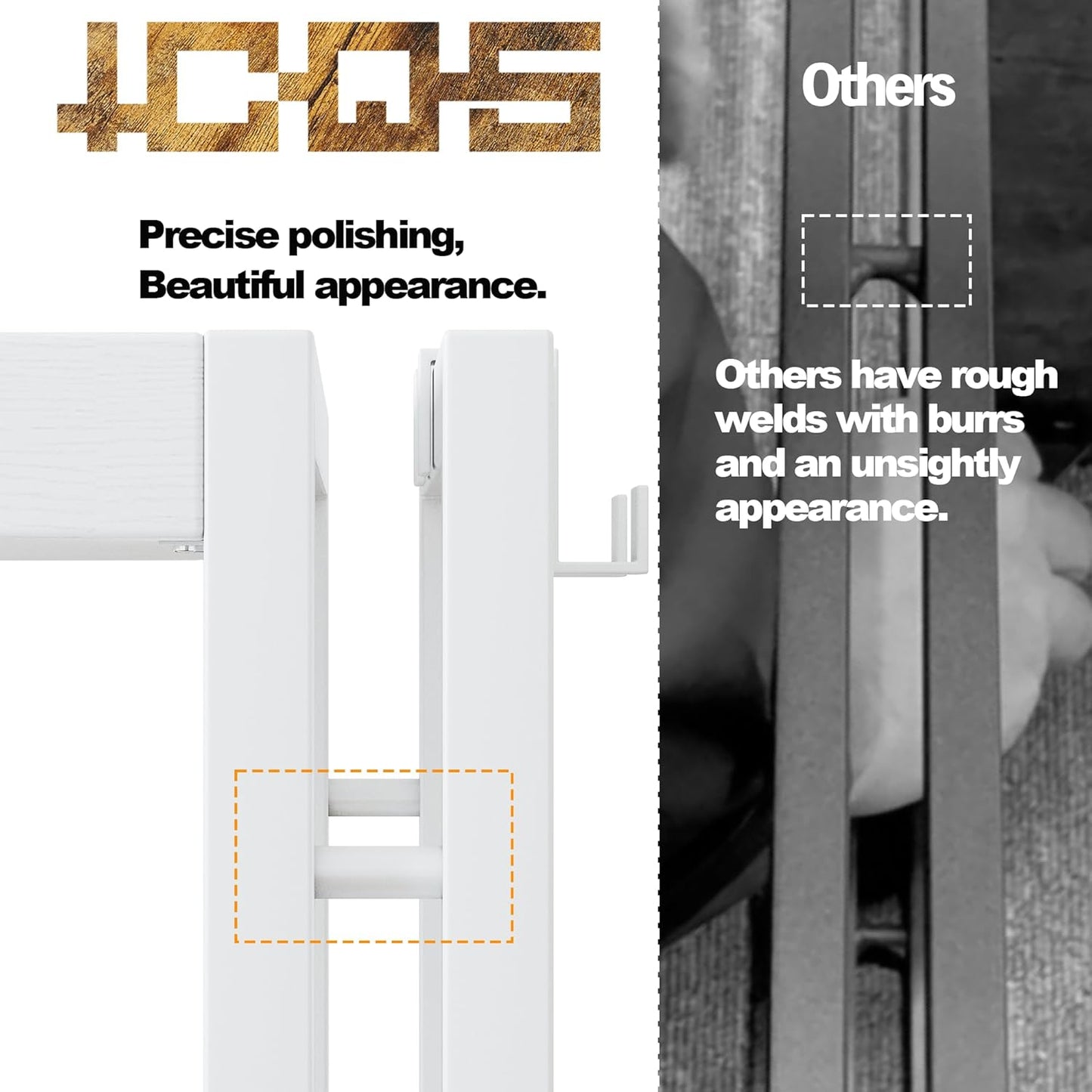 HCHQHS Bookshelf, 5-Tier Industrial Bookcase, White Open Book Shelf, Freestanding Tall Bookshelves with Metal Frame