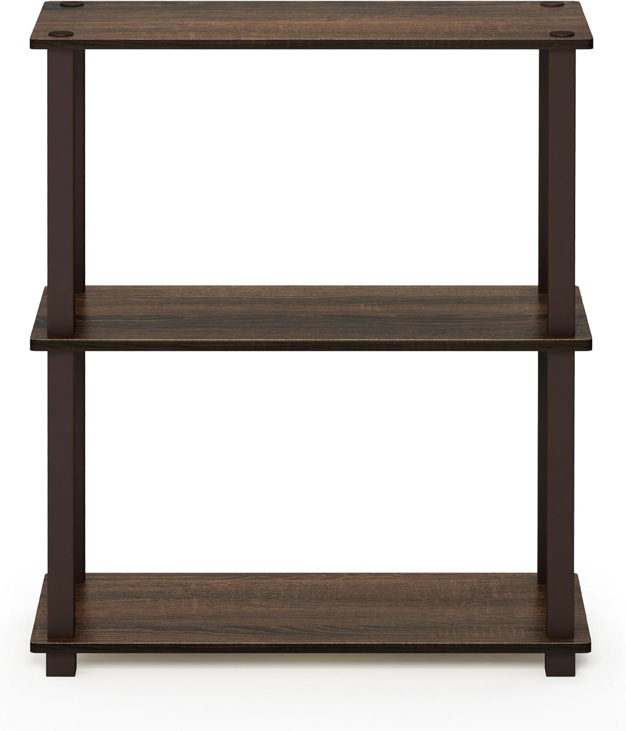 Furinno Turn-S-Tube 3-Tier Compact Multipurpose Shelf with Square Tube, Walnut/Brown (18025WN/BR)