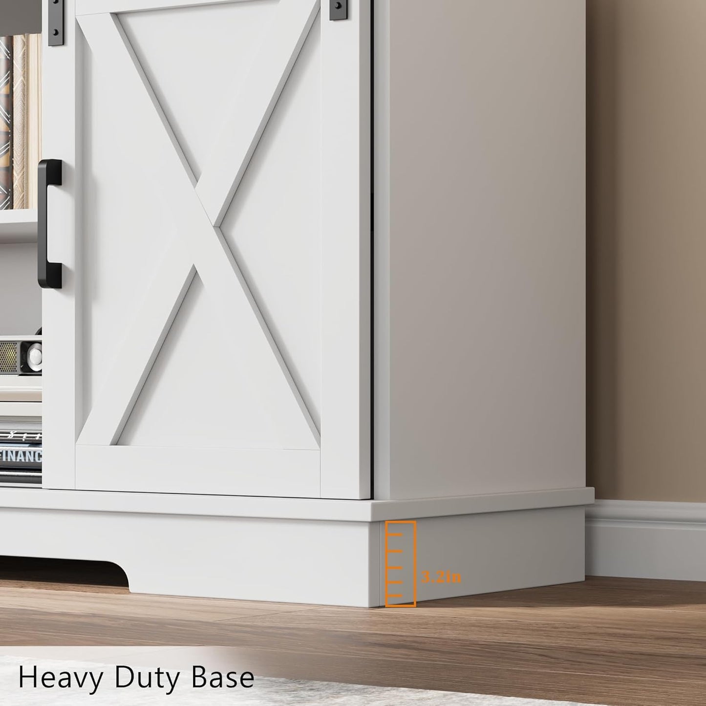 GarveeHome Farmhouse Tv Stand for 65 Inches TVs, Entertainment Center with Sliding Barn Doors and Adjustable Shelf, Modern Media TV Console TV Stand Table for Living Room, Bedroom, White