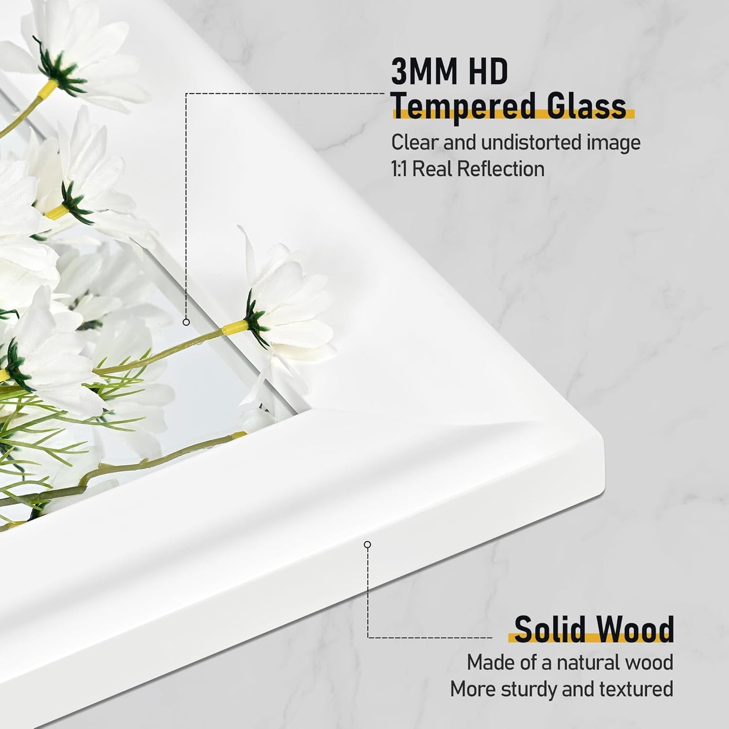 CULER Mirrors,Wood Vanity Wall Rustic Mirror with Wood Frame, Natural Wooden Tempered Glass Mirror for Bathroom Bedroom Living Room Or Entryway