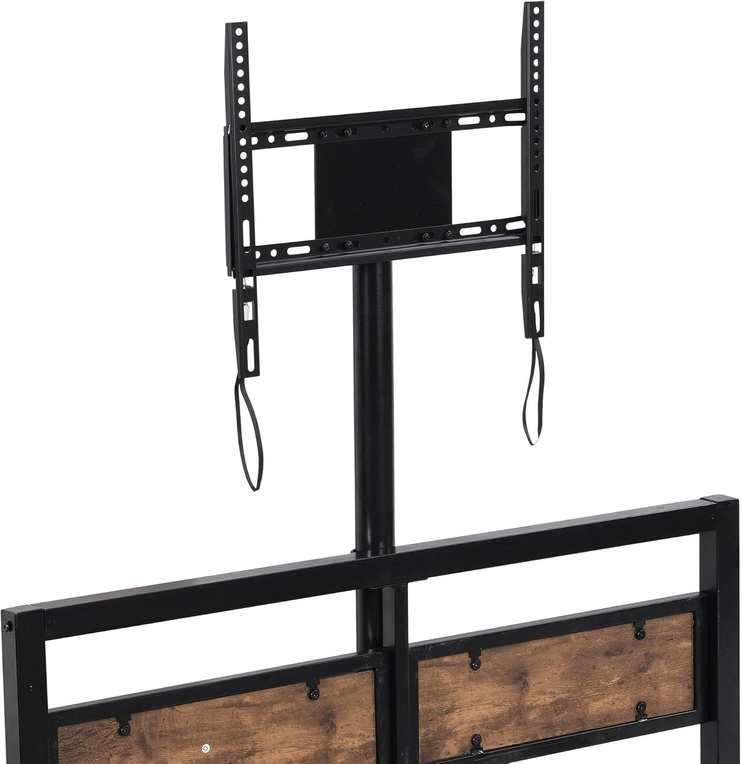 Twin Size Metal Platform Bed with MDF Headboard and Footboard,Two Storage Drawers and Rotatable TV Stand,Industrial Modern Bunk-Bed,No Box Spring Needed,for Juniors&Adults,Black