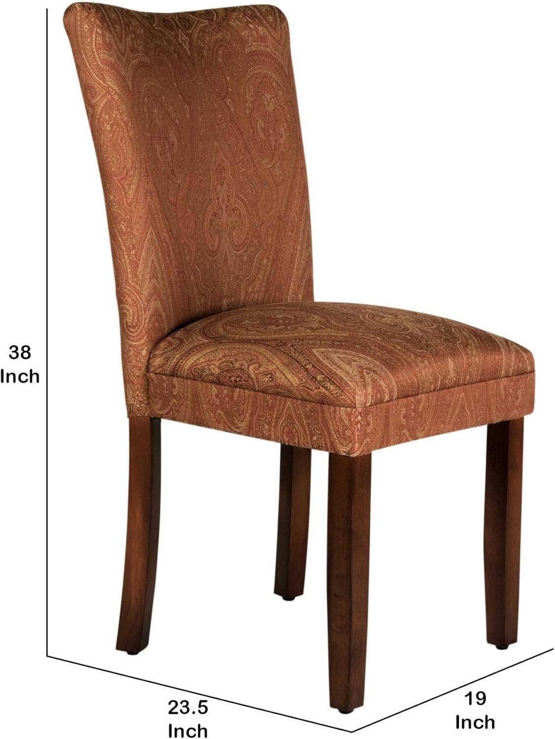 Homepop Home Decor |K1136-F765 | Classic Upholstered Parsons Dining Chair | Single Accent Dining Chair, Red & Gold Damask