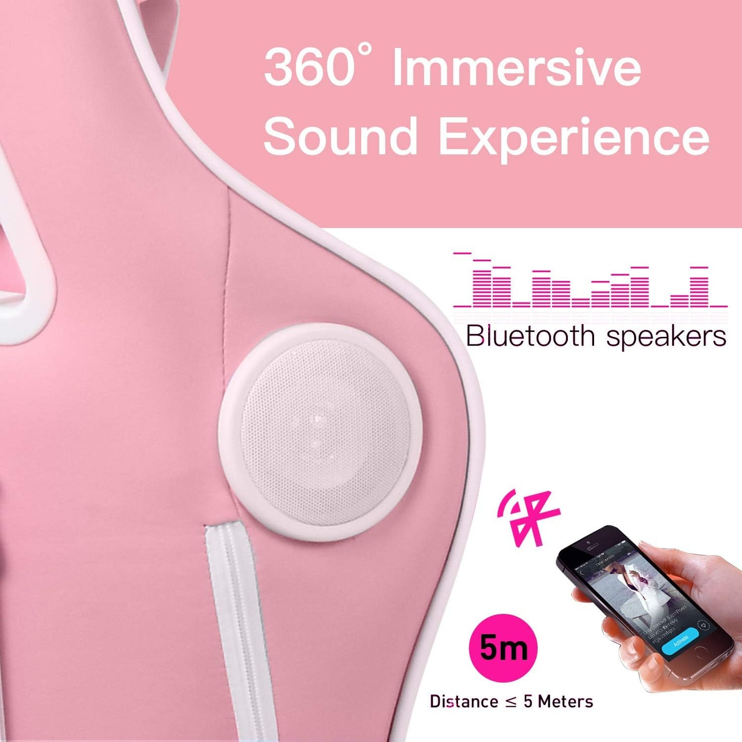 GTRACING Gaming Chair with Footrest Speakers Video Game Chair Bluetooth Music Heavy Duty Ergonomic Computer Office Desk Chair (Pink)