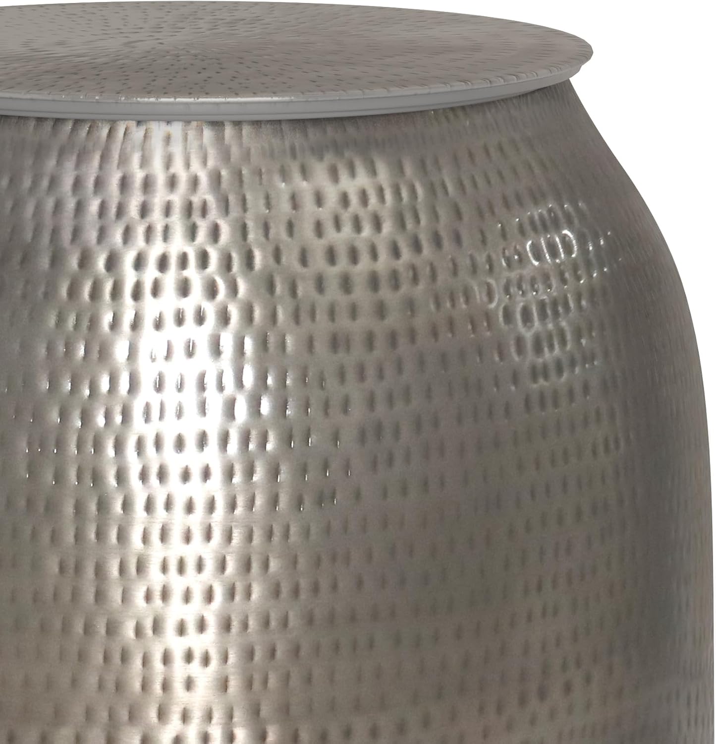 SIMPLIHOME Griffen Industrial 19 Inch Wide Metal Storage Accent Side Table in Antique Silver, Fully Assembled, For the Living Room and Bedroom