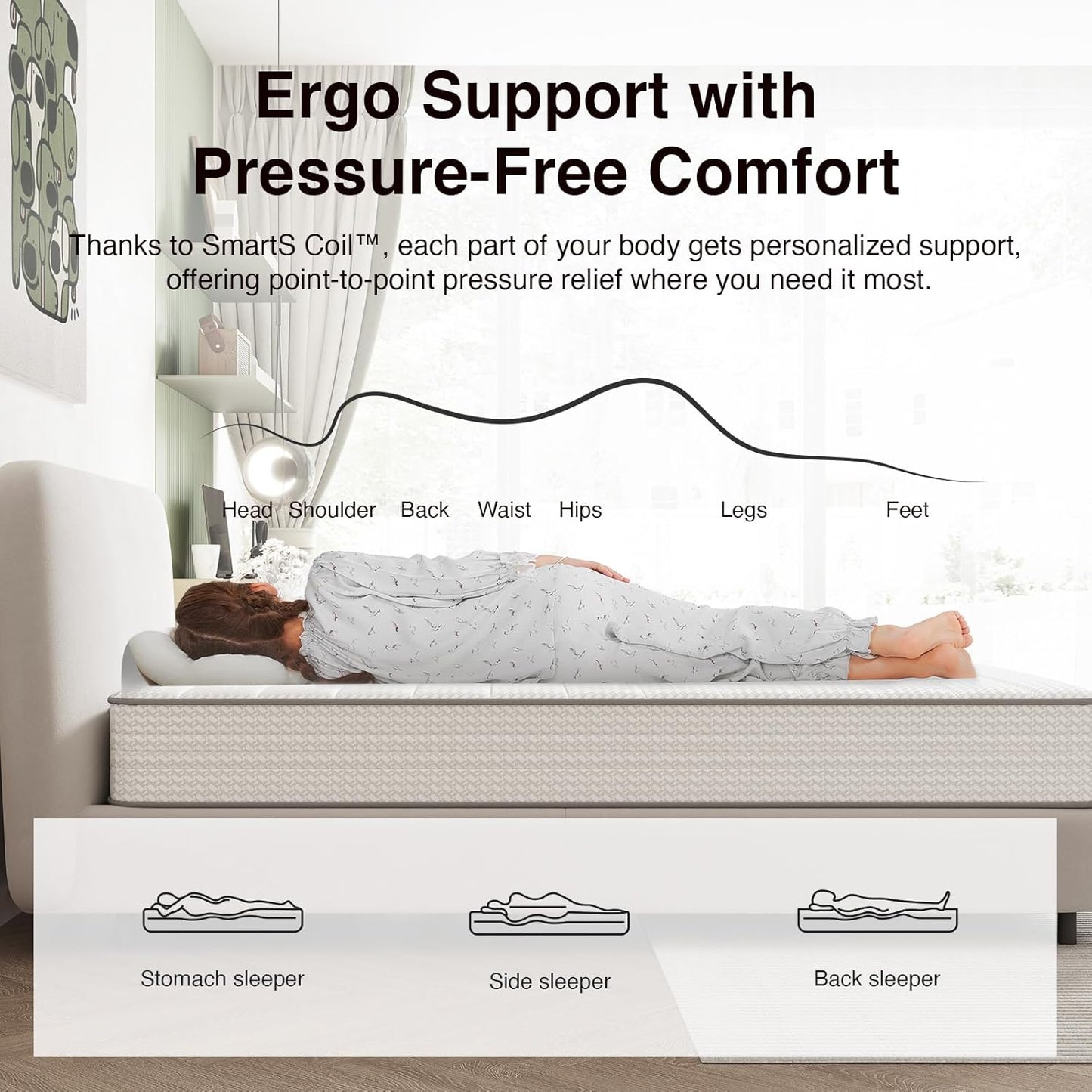 Novilla Twin Mattress, 6 Inch Twin Size Mattresses in a Box with Smarts™ Coil for Pressure Relief, Medium Firm Foam and Spring Hybrid Colchones with CertiPUR-US Certified for Kids