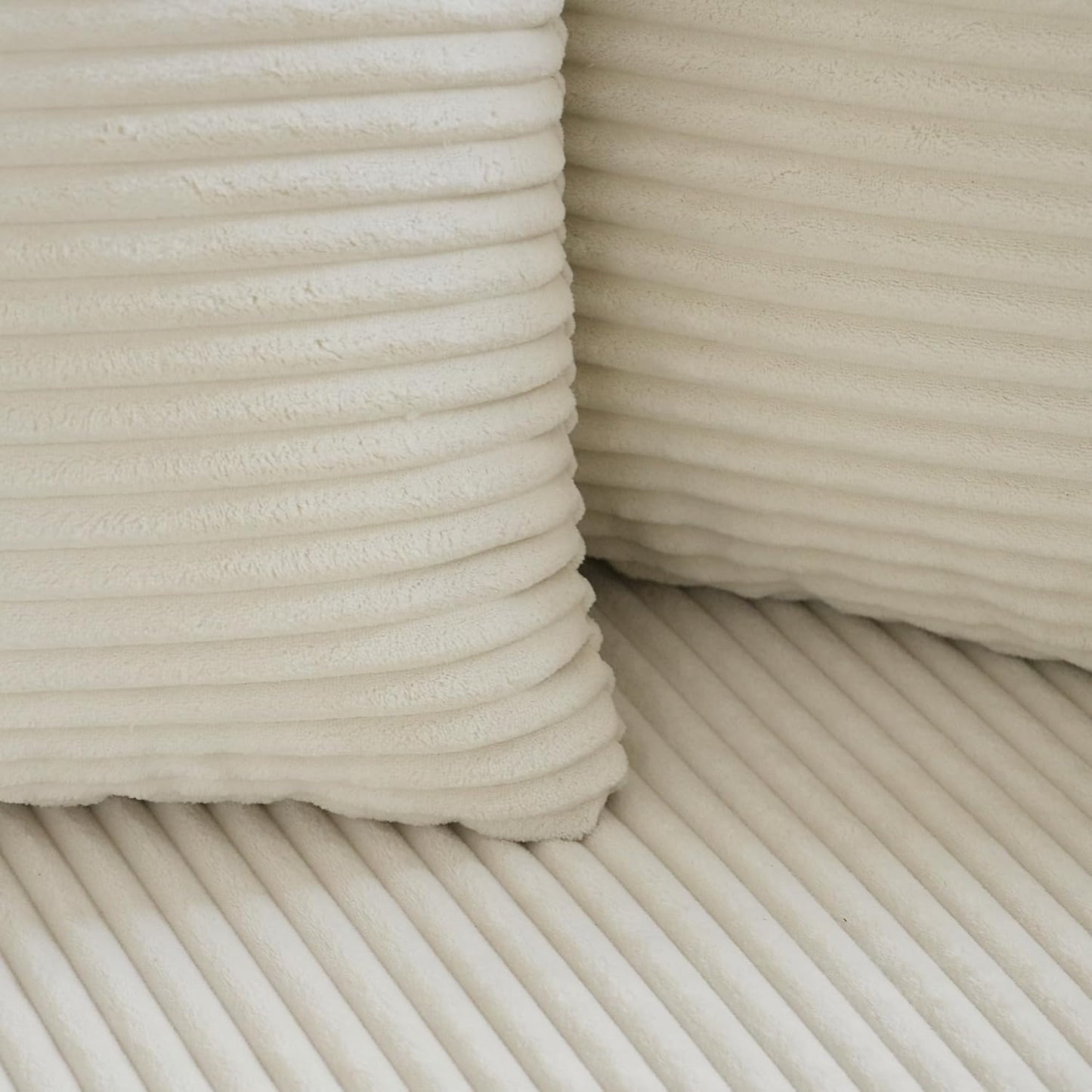 Acanva Convertible Modular Sectional Sofa with Movable Ottomans, Free Combination Corduroy Couch for Living Room Apartments, L-Shaped, White