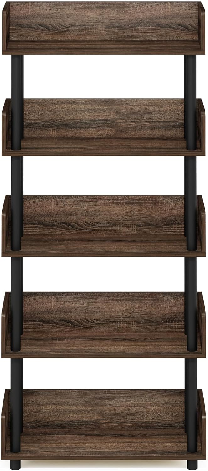 Furinno Turn-N-Tube 5-Tier Toolless Freestanding Multipurposes Display Rack, Walnut