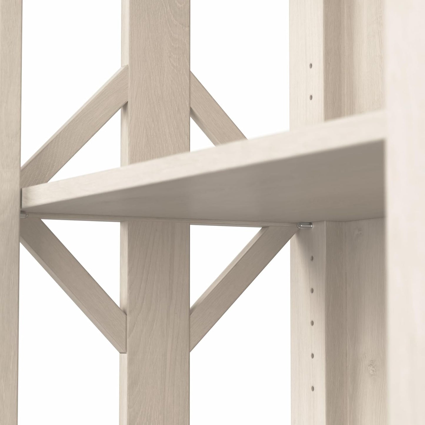 Bush Furniture Homestead 4 Shelf Farmhouse Bookcase in Linen White Oak, Vertical Office Organizer, Home Shelving Unit for Books and Decor, Bookshelf