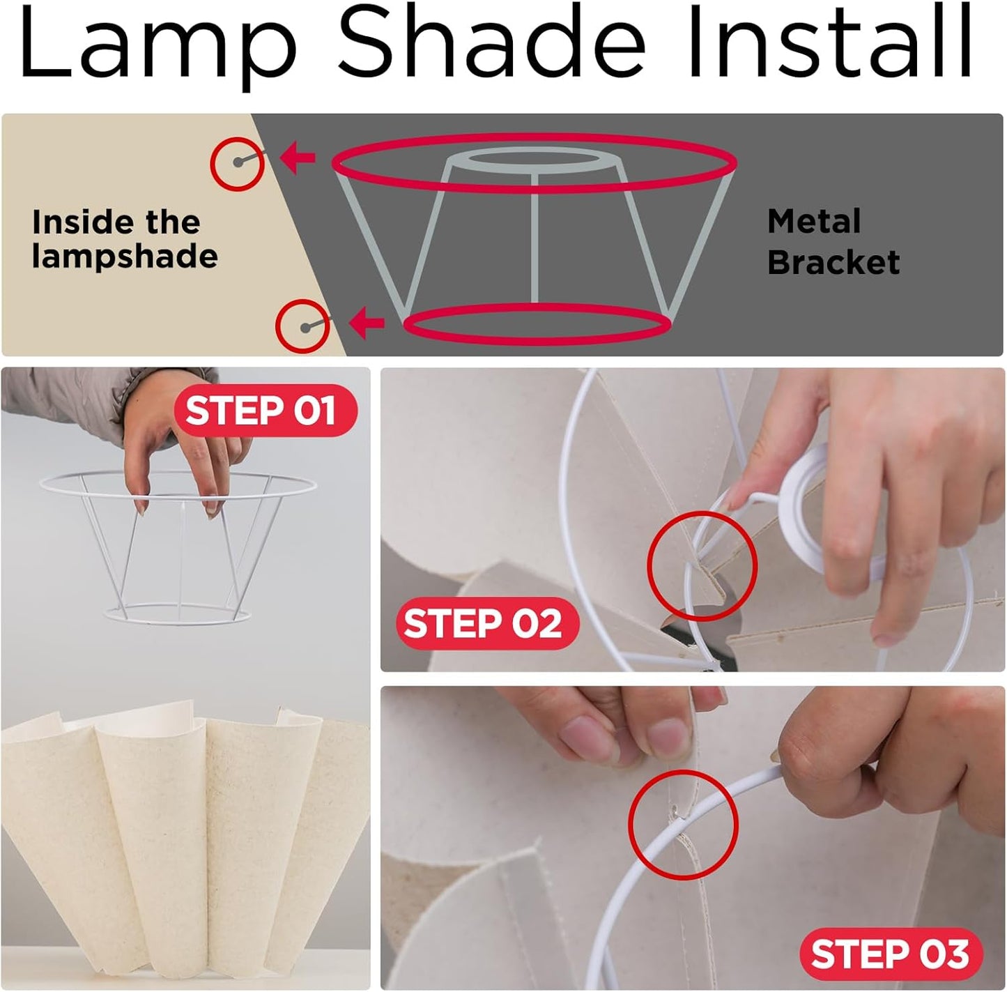 KUNJOULAM Small Table Lamp, Bedside Nightstand Lamp with Umbrella Form Fabric Lampshade Black Base, Morden Mini Desk Lamp for Bedroom Home Office Decor