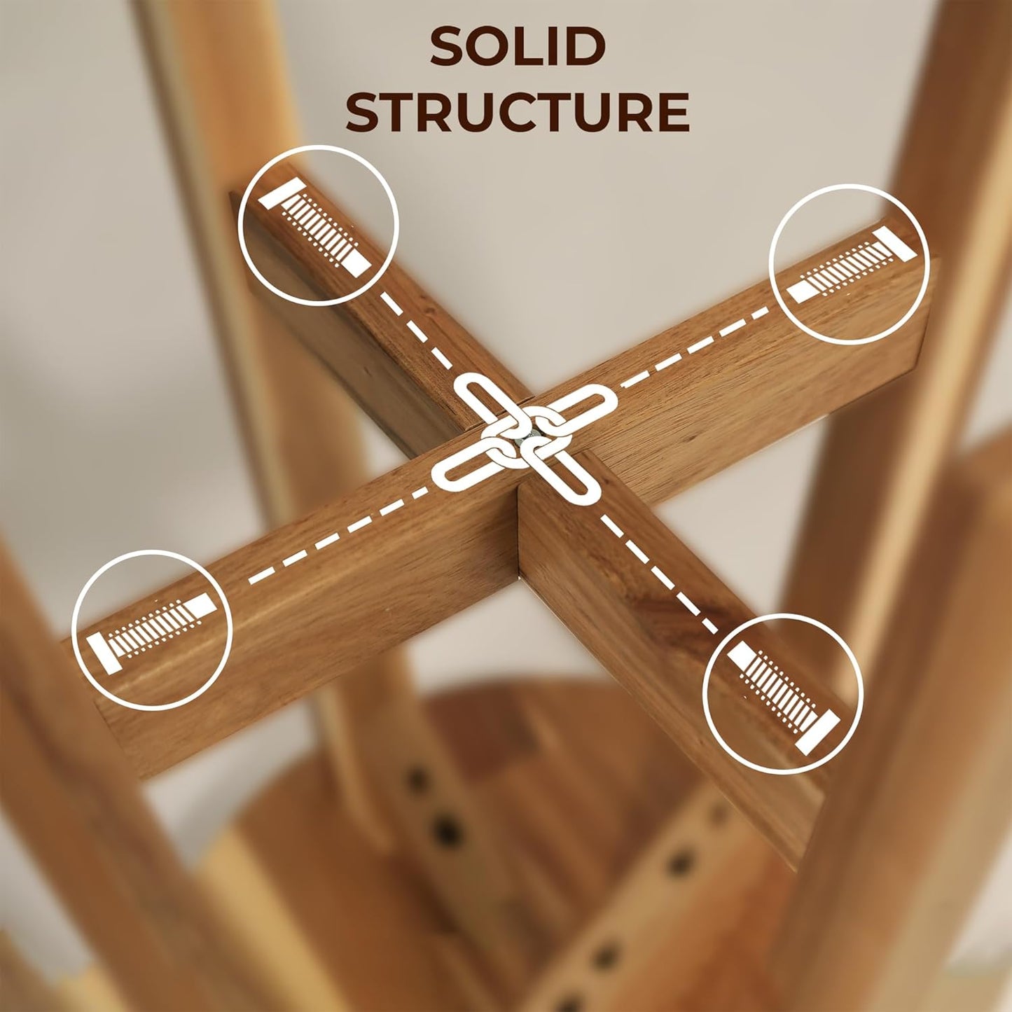 Round Stool Acacia Wood, 28" Height, 11" Round Top, Backless, Easy Assembly, Natural Wax Finish, Wooden Stool for Plant, Dining Room, Living Room, Garden, Makeup