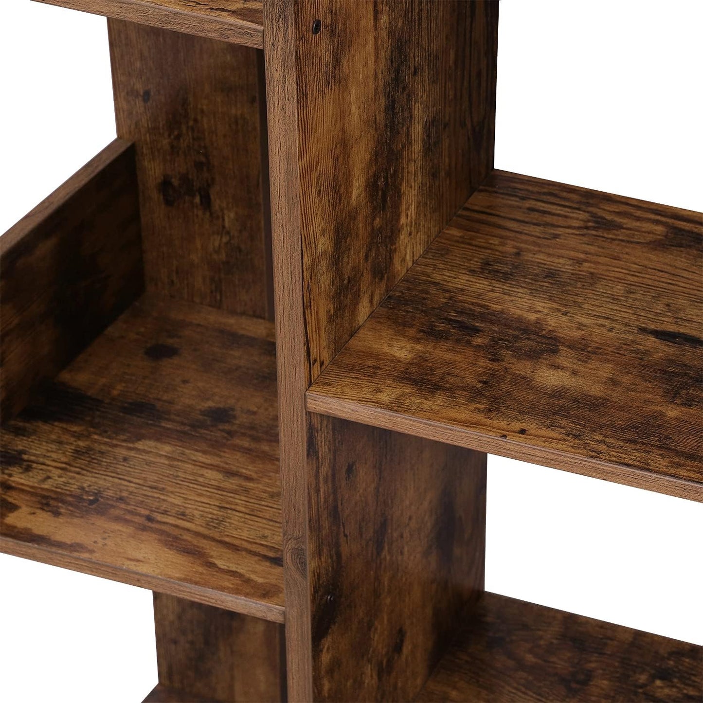 VASAGLE Bookcase, Tree-Shaped Bookshelf with 8 Storage Shelves, Rounded Corners, 19.7 x 9.8 x 55.1 Inches, Rustic Brown ULBC66BXV1