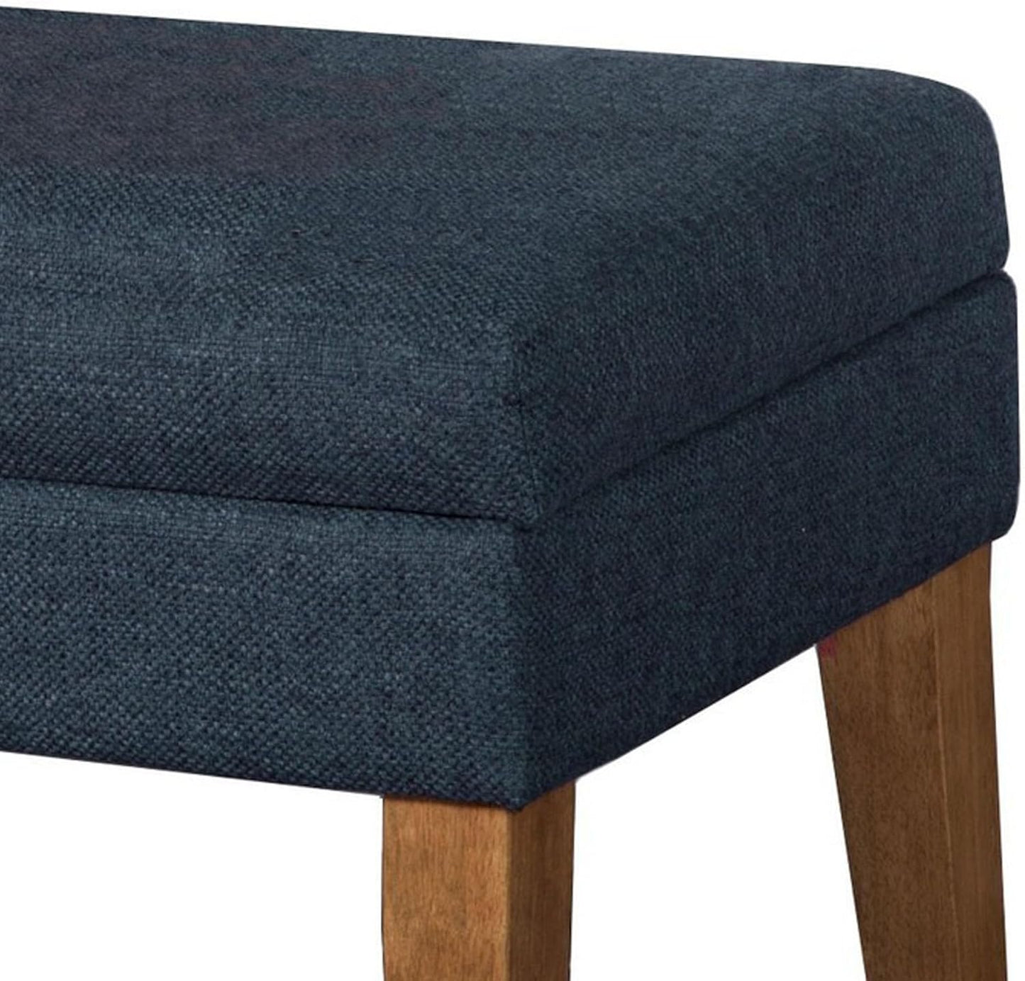 Homepop Home Decor | Upholstered Decorative Storage Ottoman Bench | Ottoman Bench with Storage for Living Room & Bedroom | Decorative Home Furniture, Navy Large