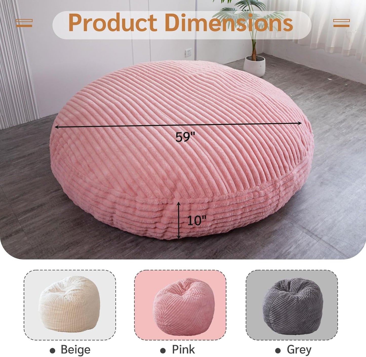 BYBYME 3 in 1 Bean Bag Chairs, Bean Bag Bed for Adults High-Density Foam Filling, Convertible Sofa Bed Faux Fur