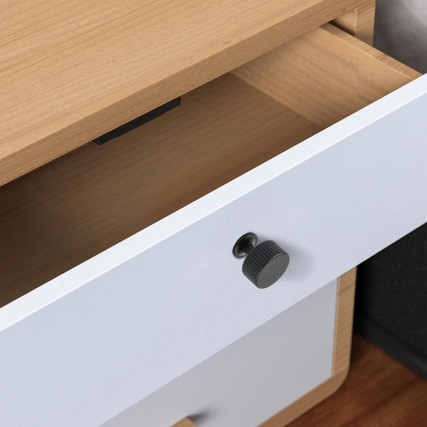 Matt Black Kitchen Cabinet Knob, 6 Pack Solid Brass Dresser Drawer Pulls, 1-1/10 Black Cabinet Knob for Cabinet Cupboard Wardrobe, Furniture Hardware Handles