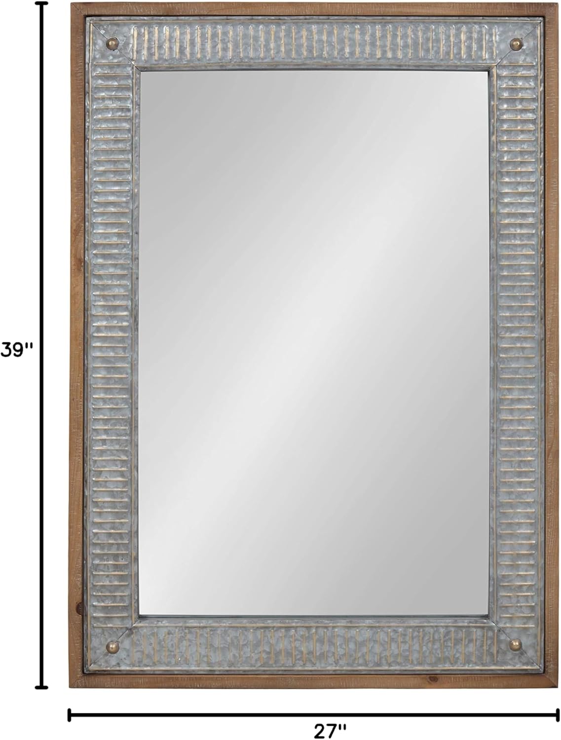 Kate and Laurel Deely Farmhouse Wood and Metal Wall Mirror, Rustic Brown