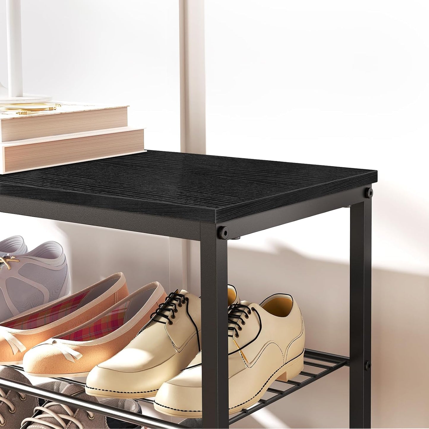 10 Tier Shoe Rack, Large Capacity Shoe Storage Organizer Holds 40 Pairs, Sturdy and Stable, for Entryway, Hallway, Closet, Dorm Room, Black SS10BB