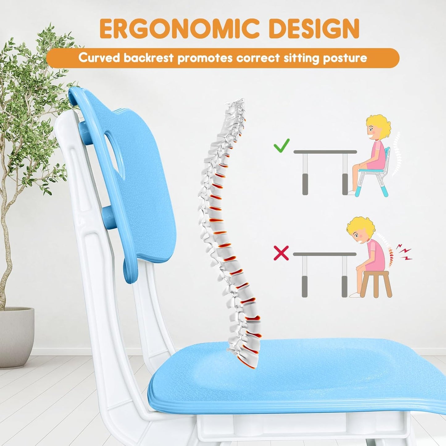 Kid Chairs Indoor 3 Level Adjustable Suitable for Children Age 2-6. Toddler Chairs Maximum Load-Bearing 220LBS for Family Classroom and Nursery Kids Activity Chair Set