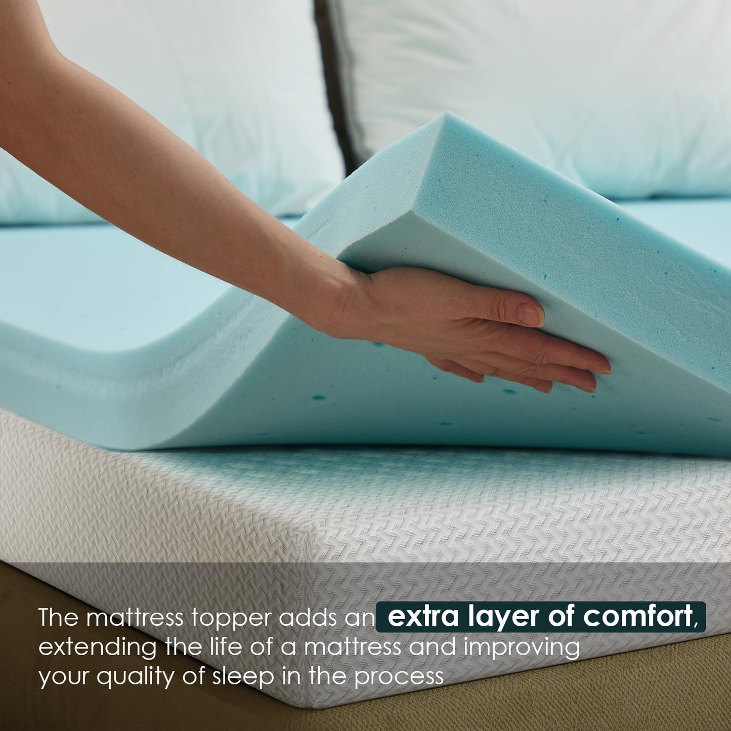 FDW | 5" Full Mattress + 2" Cooling Mattress Topper | Gel Memory Foam | Medium Firm Feel | White | with Washable Cover for Cool Sleep and Pressure Relief | Bed in a Box, CertiPUR-US Certified