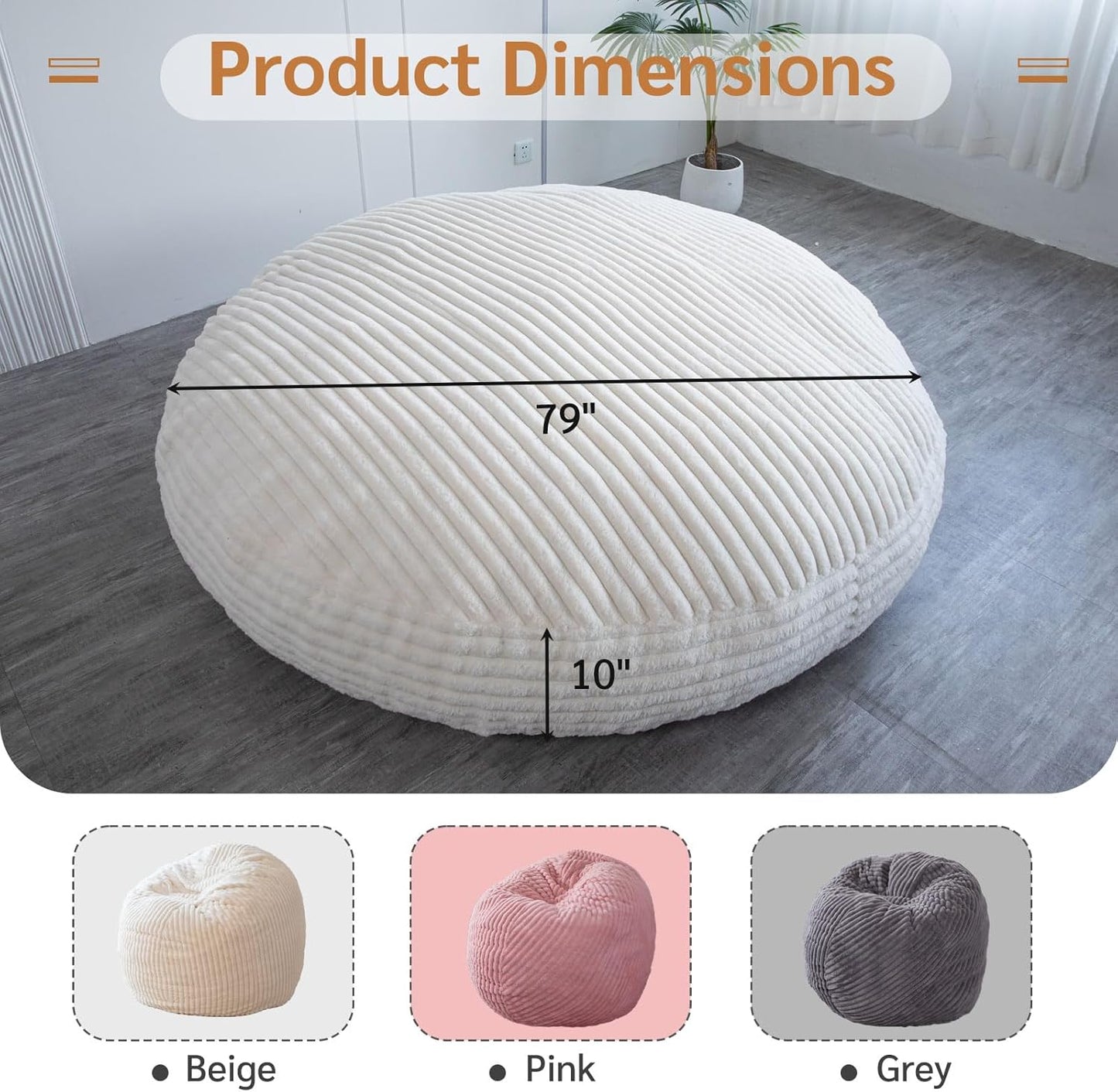 BYBYME 3 in 1 Bean Bag Chairs, Bean Bag Bed for Adults High-Density Foam Filling, Convertible Sofa Bed Faux Fur, Giant Bean Bag Chairs for Adults