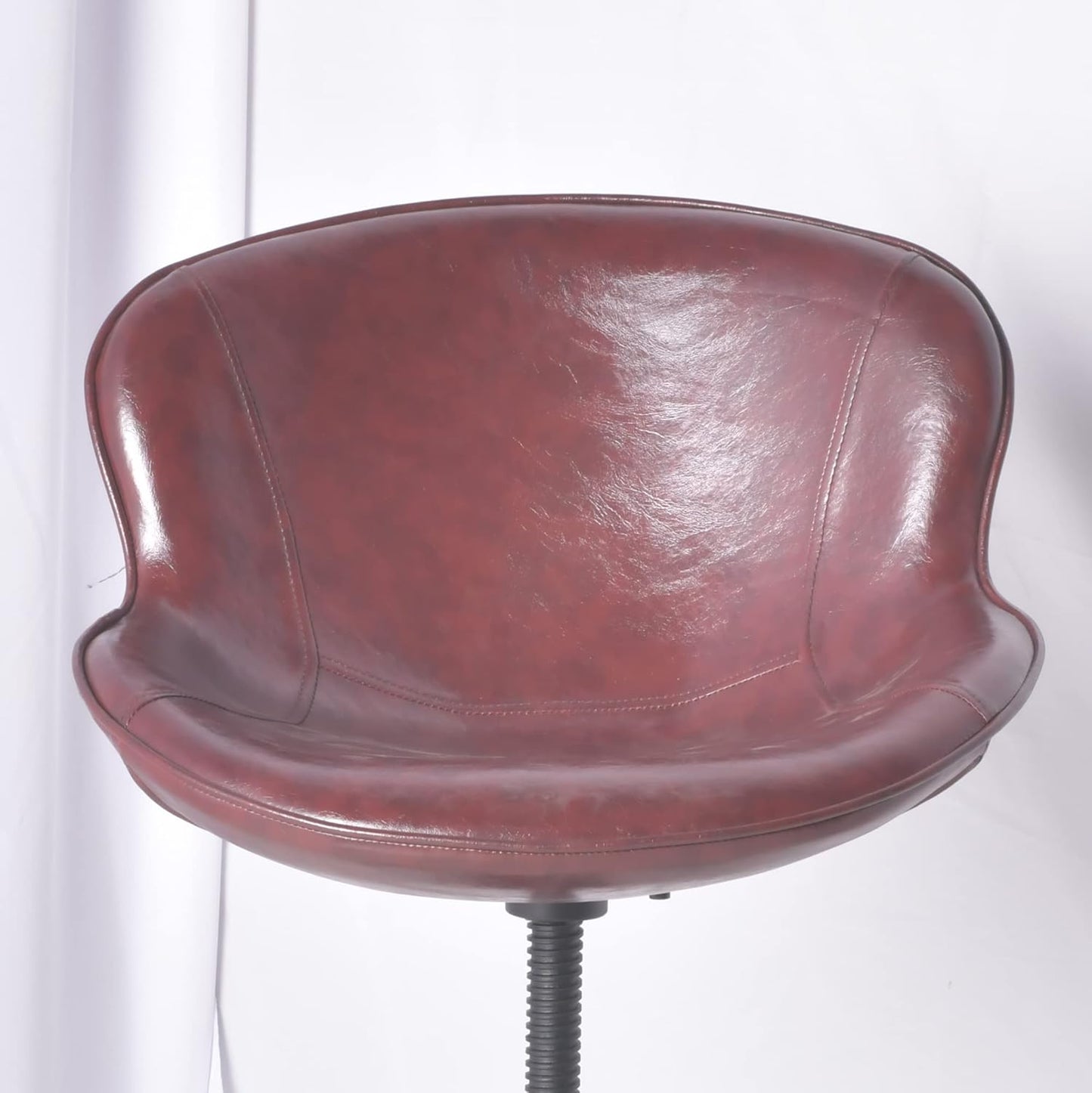 Topower Antique Industrial Design Metal Adjustable Height Kitchen Dining Breakfast Chair Industrial Style Bar Stool Fully Welded Maroon PU Leather Seat