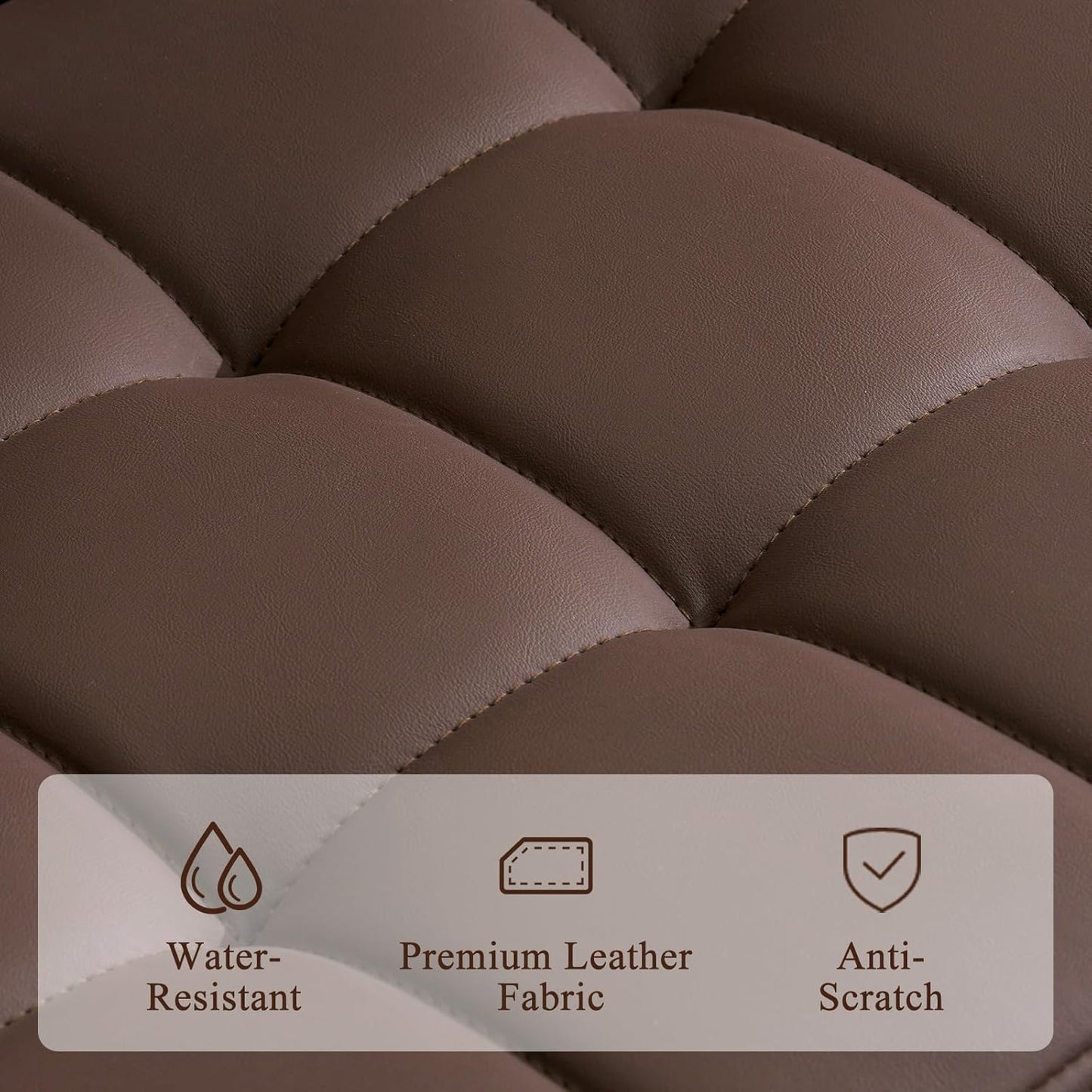 Furniliving Upholstered Bar Stools Set of 4, Faux Leather Swivel Bar Stools with Back, Adjustable Counter Height Barstools for Kitchen Island, Dining Space, Brown