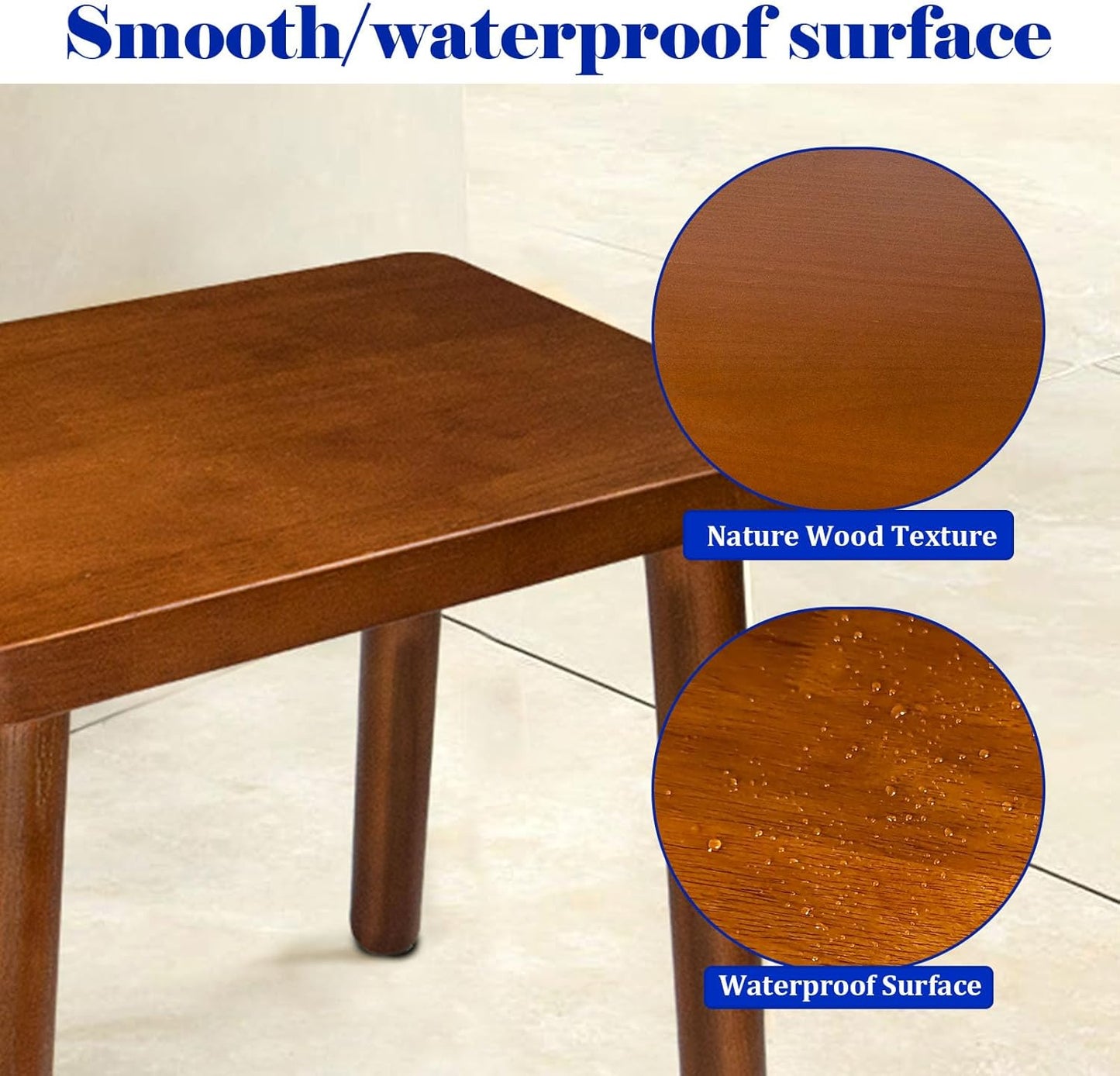 13.4inch Wooden Step Stool for Adults,Small Wooden Stool with Non-Slip Feet,Removable Plant Stand,Compact Square Design for Bedroom Office Bathroom Garden(Brown, Large)