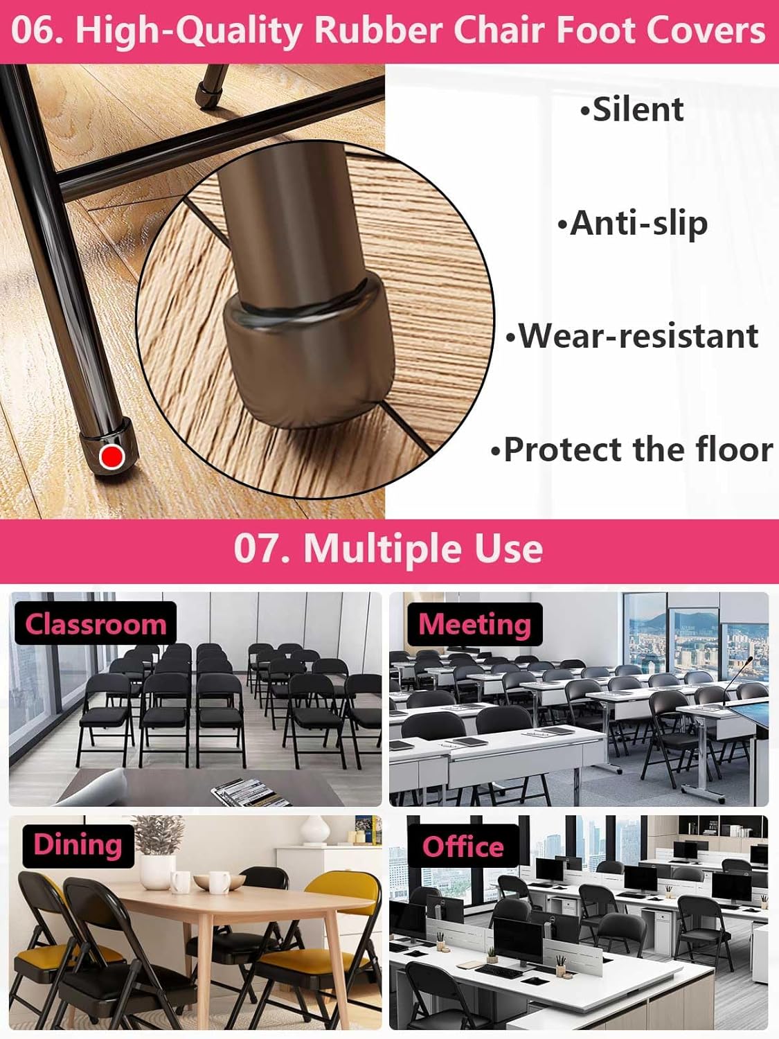 Black Padded Folding Chairs with Cushion 4 Pack, Heavy Duty Steel Metal Frame Foldable Chair for Indoor and Outdoor, Portable Stackable Commercial Seat for Bedroom Patio Party Event