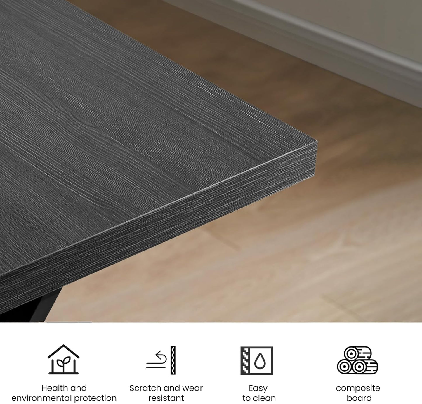 70.9 Inch Executive Desk, Large Office Computer Desk with Thicken Frame, Modern Simple Workstation Business Furniture for Home Office, Modern Industrial Style(Black)