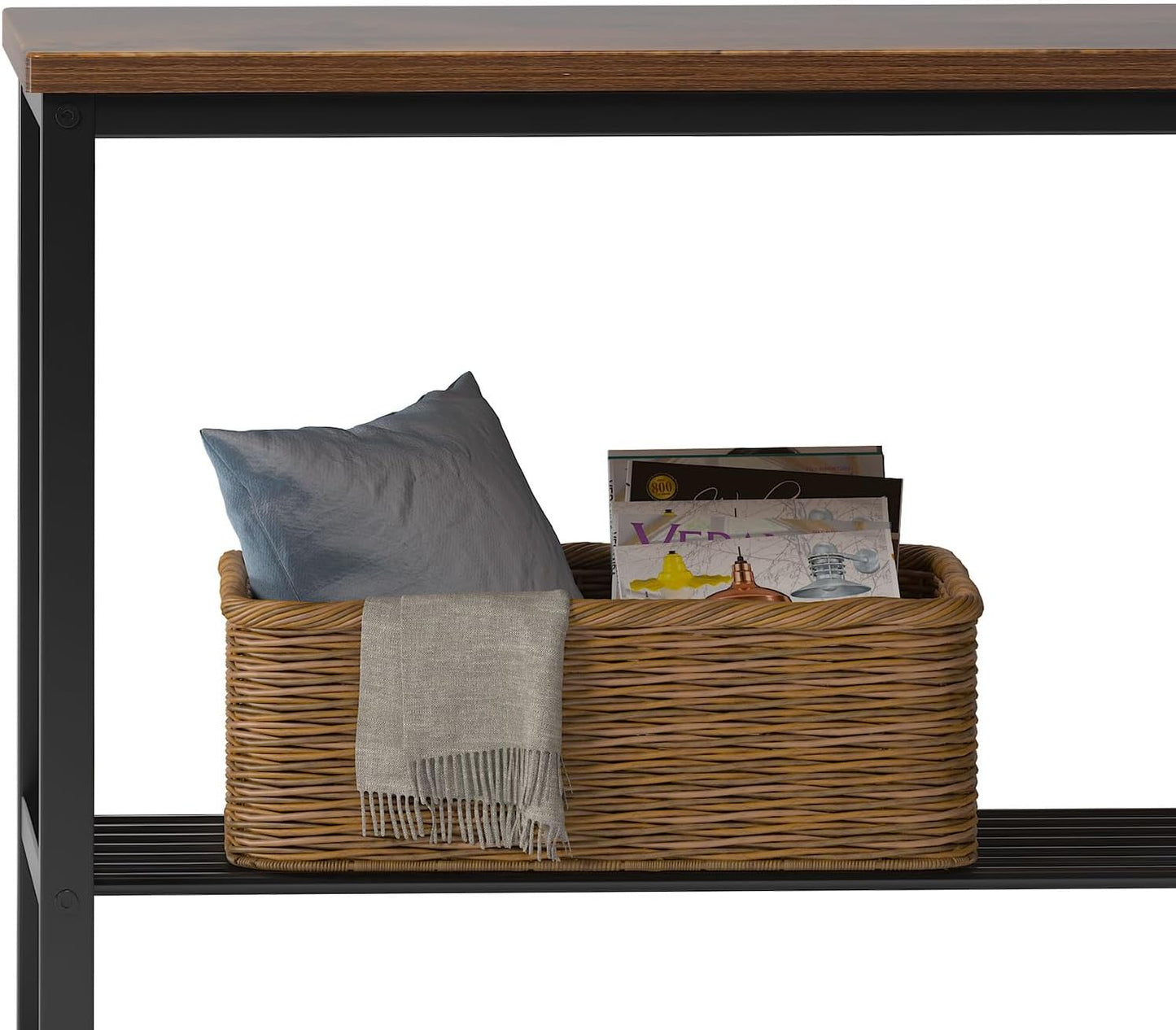 SogesHome Kitchen Table Set for 4, Compact Dining Table Chair Set with Bench, Built-in Storage Racks, Metal Frame, for Apartment, Restaurant, Vintage Brown