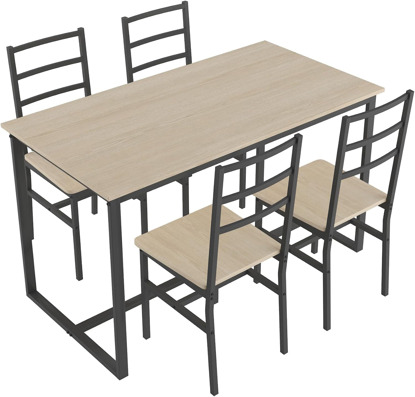 Ball & Cast 5 Pieces Dining Table Set with 4 Chairs,Kitchen Table and Chairs for 4 W/ 47.2" Rectangle Desk,Living Room Furniture W/Backrest,for Small Space,Beige