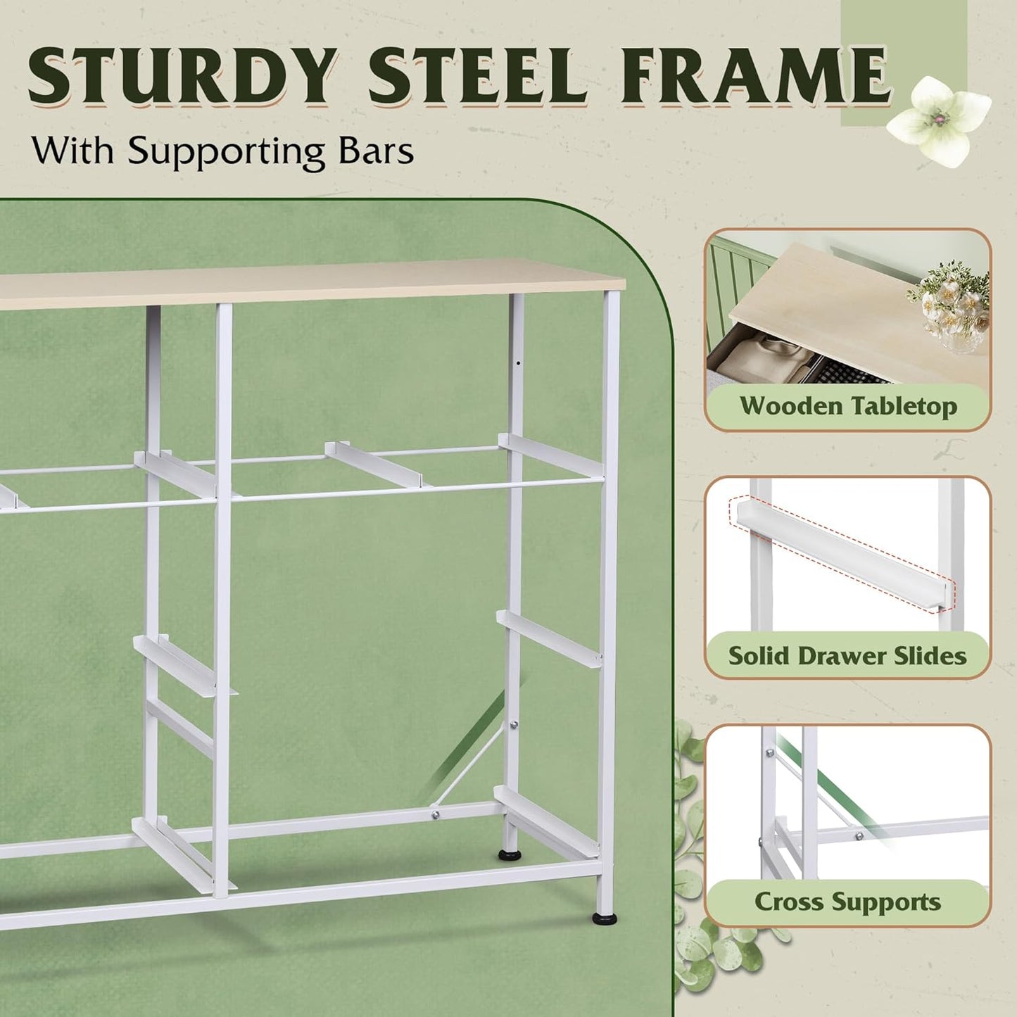 WLIVE 8 Drawer Dresser for Bedroom, Wide Fabric Dresser Storage Organizer, Chest of Drawers with Wood Top, Sturdy Steel Frame, Dressers for Living Room, Closet, Hallway, Light Grey