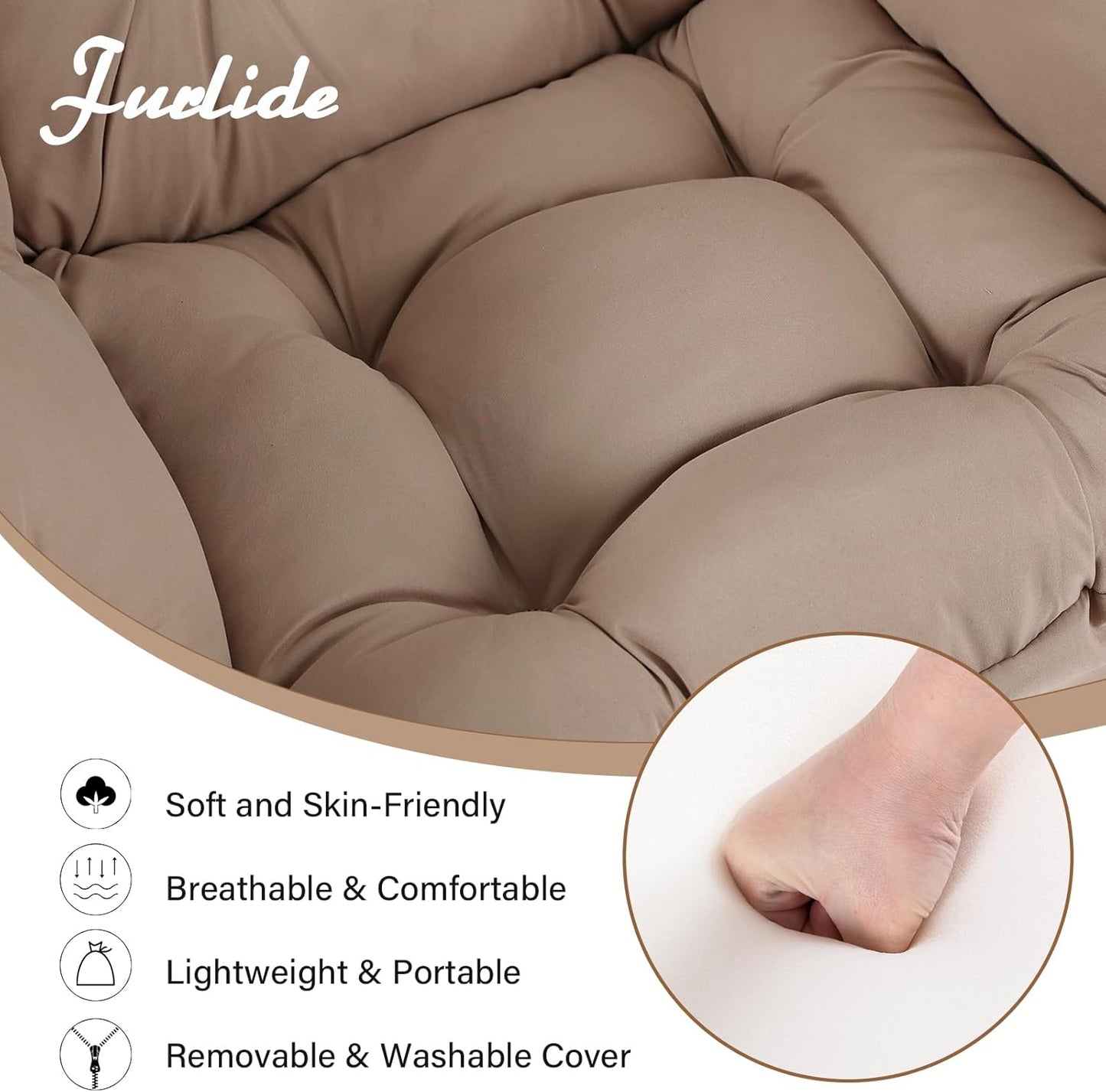 Lazy Chair with Ottoman, Modern Lounge Armchair with Lumbar Pillow, Accent Cozy Reading Chair and Folding Footstool for Bedroom, Dorm, Living Room,Khaki