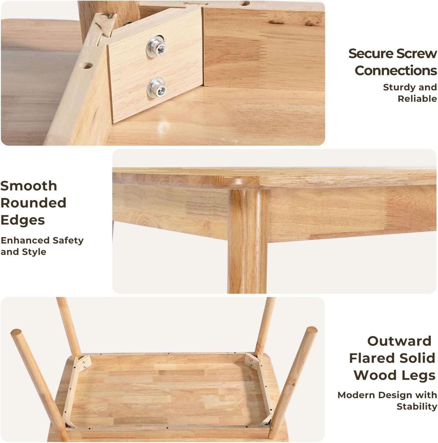 DELAVIN 47.2" Mid Century Modern Kitchen Table, Rectangular Oak Wood Dining Table for Dining Room, Living Room, Easy Assembly, Natural