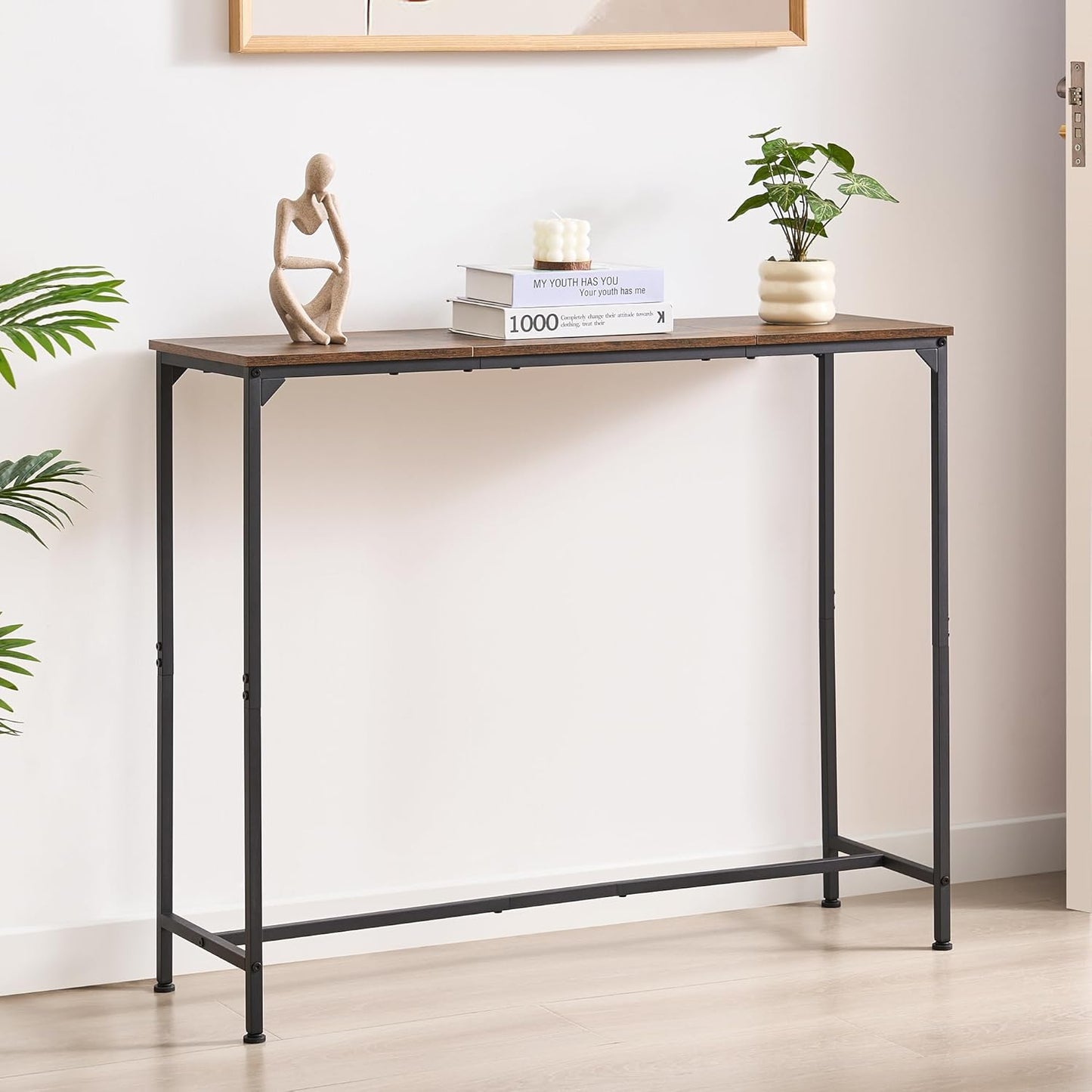 Console Table, Narrow Entryway Table, Thin Sofa Table, Behind Couch Table,for Hallway, Bedroom, Living Room, Foyer, 11.8 x 39.4 x 31.5 Inches, Rustic Brown