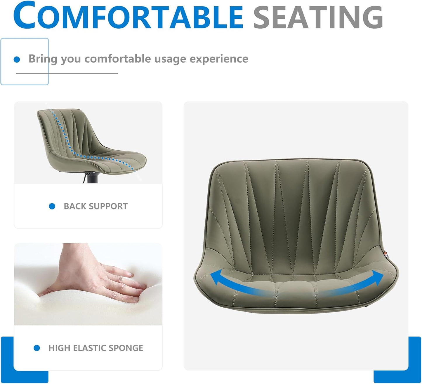 YOUNIKE Bar Stools Set of 2 for Kitchen Island, Olive Green Swivel Tall Bar Stools, Faux Leather Padded Barstools with Back, Modern Counter Height Bar Chairs with 300LBS Support